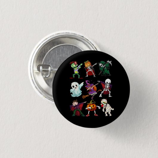 Dabbing Halloween Hexenkelett Zombie Beängstigende Button (Vorne & Hinten)