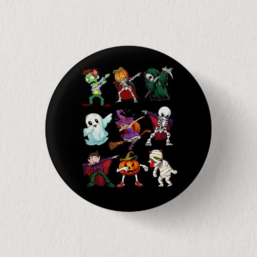 Dabbing Halloween Hexenkelett Zombie Beängstigende Button (Vorderseite)
