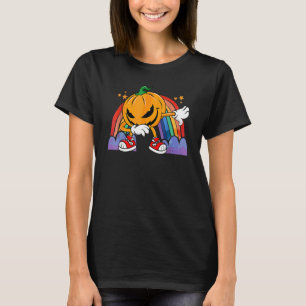 Dabbing Halloween-Kürbis-Regenbogen-Jungen-Kinder T-Shirt