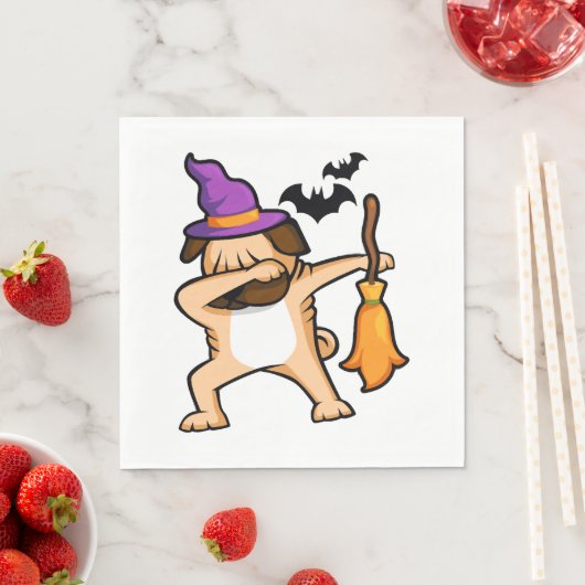 Dabbing Halloween Mops Dog Serviette (Beispiel)