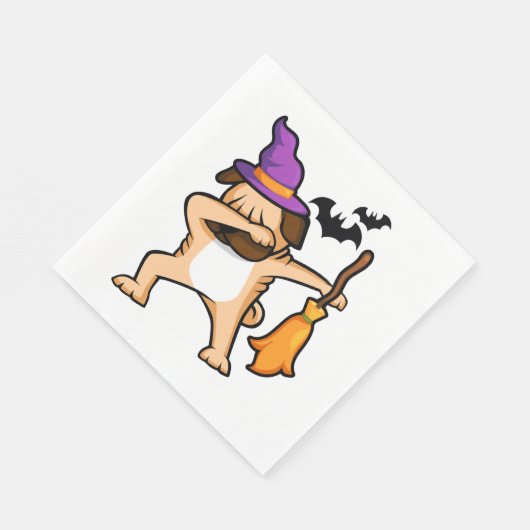 Dabbing Halloween Mops Dog Serviette (Ecke)
