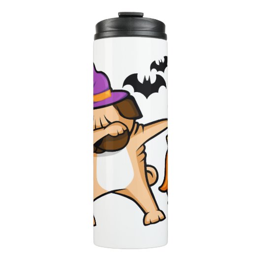 Dabbing Halloween Mops Dog Thermosbecher (Vorderseite)