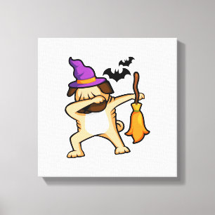 Dabbing Halloween-Mops-Hund Leinwanddruck