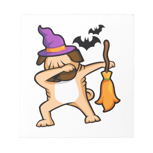 Dabbing Halloween-Mops-Hund Notizblock (Vorderseite)