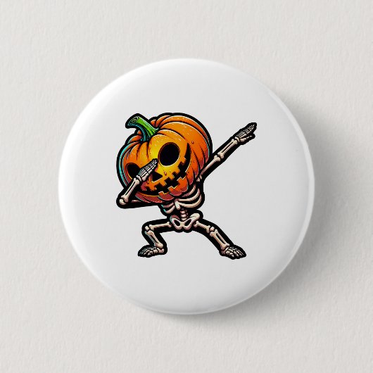 Dabbing Halloween Skeleton Boys Trick Leckerei Fun Button (Vorderseite)