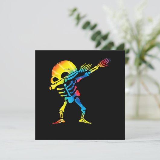 Dabbing Halloween Skeleton Dab Hip Hop Skulla Einladung (Stehend Vorderseite)