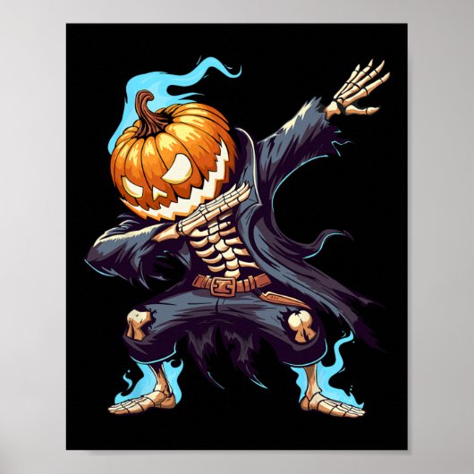 Dabbing Halloween Skeleton Monster Dab Spooky Boys Poster (Vorne)