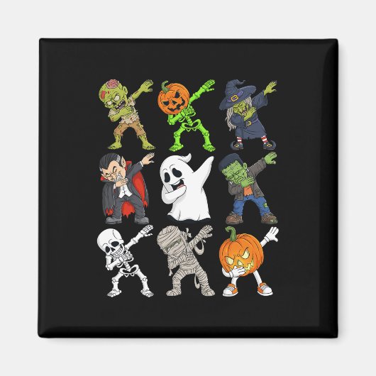 Dabbing Halloween Skeleton Zombie Beängstigend Pum Magnet (Vorne)