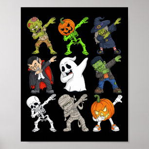 Dabbing Halloween Skeleton Zombie Beängstigend Pum Poster
