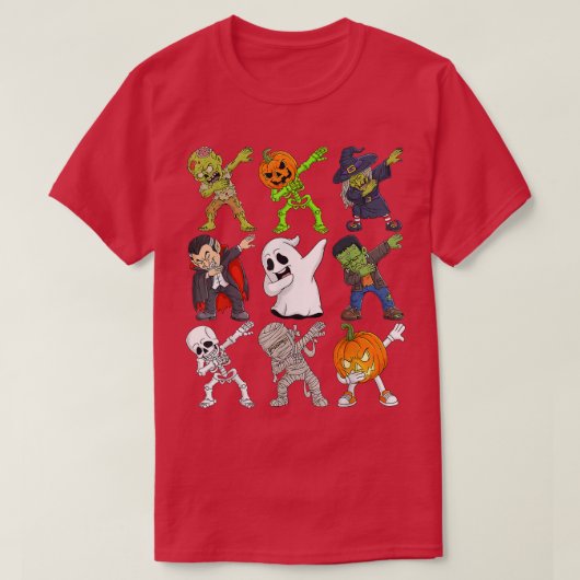Dabbing Halloween Skeleton Zombie Beängstigend Pum T-Shirt (Design vorne)