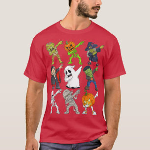 Dabbing Halloween Skeleton Zombie Beängstigend Pum T-Shirt
