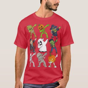 Dabbing Halloween Skeleton Zombie Beängstigend Pum T-Shirt