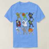 Dabbing Halloween Zombie Skeleton Beängstigend Pum T-Shirt (Design vorne)