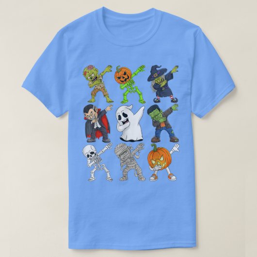 Dabbing Halloween Zombie Skeleton Beängstigend Pum T-Shirt (Design vorne)