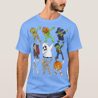 Dabbing Halloween Zombie Skeleton Beängstigend Pum T-Shirt