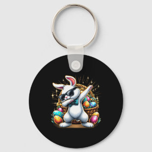 Dabbing-Hase-Kaninchen-Oster-Eier-Jagd-Jungen-Kind Schlüsselanhänger