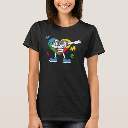 Dabbing Heart Autism Child Awareness Puzzle Choose T-Shirt (Vorderseite)