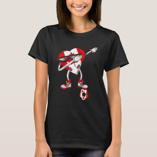 Dabbing Heart Canadian Roots Canada Canadian Socce T-Shirt (Vorderseite)