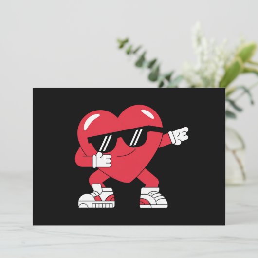 Dabbing Heart Funny Gifts Valentinstag Dankeskarte (Stehend Vorderseite)
