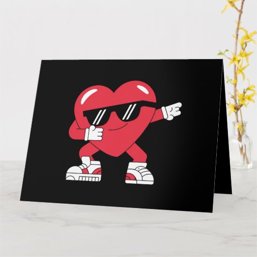 Dabbing Heart Funny Gifts Valentinstag Karte (Gelbe Blume)