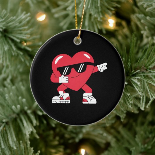 Dabbing Heart Funny Gifts Valentinstag Keramik Ornament (Baum)