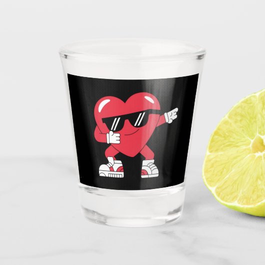 Dabbing Heart Funny Gifts Valentinstag Schnapsglas (Vorderseite)
