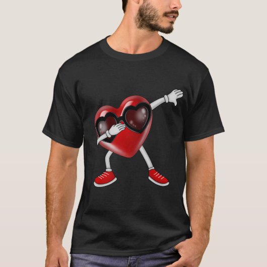 Dabbing Heart Funny Gifts Valentinstag T-Shirt (Vorderseite)