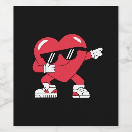 Dabbing Heart Funny Gifts Valentinstag Weinetikett (Einzelnes Label)