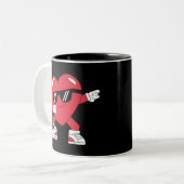Dabbing Heart Funny Gifts Valentinstag Zweifarbige Tasse (Vorderseite Links)