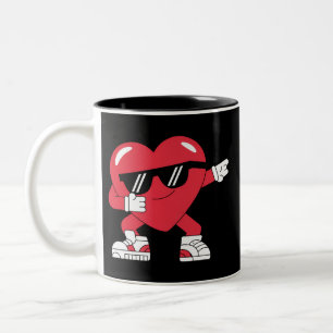 Dabbing Heart Funny Gifts Valentinstag Zweifarbige Tasse