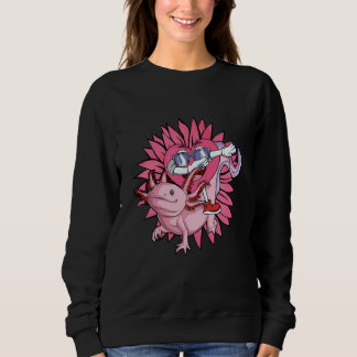 Dabbing Heart Riding Axolotl Love for Couples Vale Sweatshirt