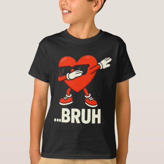 Dabbing Heart Sungles ...bruh Meme Funny Valentine T-Shirt (Vorderseite)