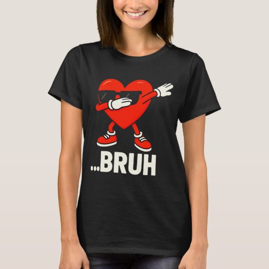 Dabbing Heart Sungles Bruh Meme Funny Valentine T-Shirt (Vorderseite)