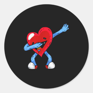 Dabbing Heart T-Shirt für Geburtstag oder Valentin Runder Aufkleber