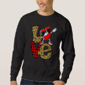 Dabbing Heart Valentines Love Leopard Plaid Couple Sweatshirt (Vorderseite)