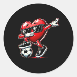 Dabbing Herz Dab Süßer Valentinstag Jungen Fußball Runder Aufkleber