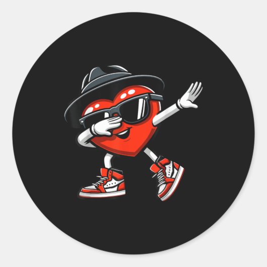Dabbing Herz Funny Liebe Kinder Jungen Männer Vale Runder Aufkleber (Vorderseite)