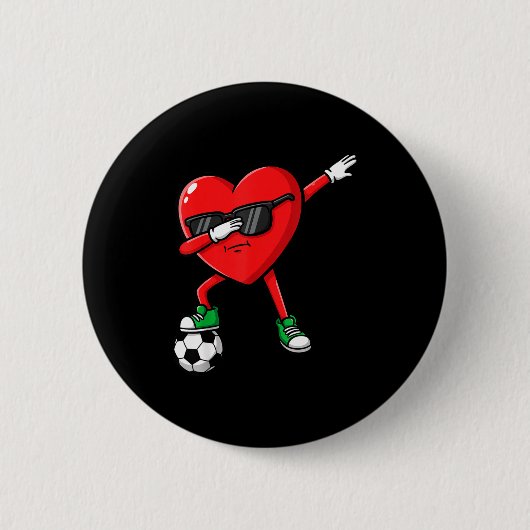 Dabbing Herz Fußball Valentinstag Lustiger Dab Son Button (Vorderseite)