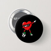 Dabbing Herz Fußball Valentinstag Lustiger Dab Son Button (Vorne & Hinten)