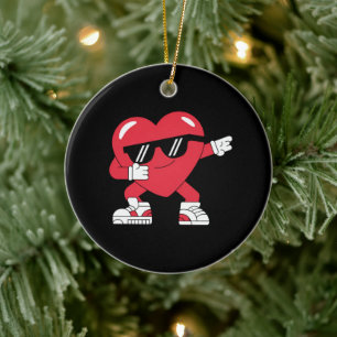 Dabbing Herz Lustige Geschenke Valentinstag Keramik Ornament
