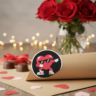 Dabbing Herz Lustige Geschenke Valentinstag Runder Aufkleber