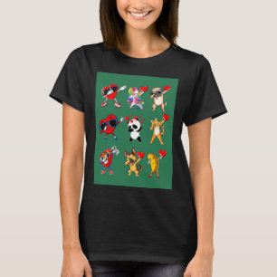 Dabbing Herz Pug Einhorn Katze Panda Valentinstag T-Shirt