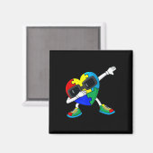 Dabbing Herz Puzzle Stücke Autismus Dab Boys Girls Magnet (Vorderseite/Rückseite)