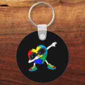 Dabbing Herz Puzzle Stücke Autismus Dab Boys Girls Schlüsselanhänger (Rückseite)