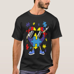 Dabbing Herz-Puzzleteil Autismus-Bewusstsein Kinde T-Shirt