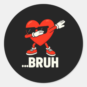 Dabbing Herz Singles Bruh Meme Lustiges Valentins Runder Aufkleber