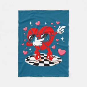Dabbing Herz Sonnenbrille Valentinstag Basketball Fleecedecke
