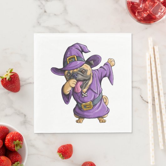 Dabbing Hexe Mops Niedlich Halloween Möpsen Funny  Serviette (Beispiel)