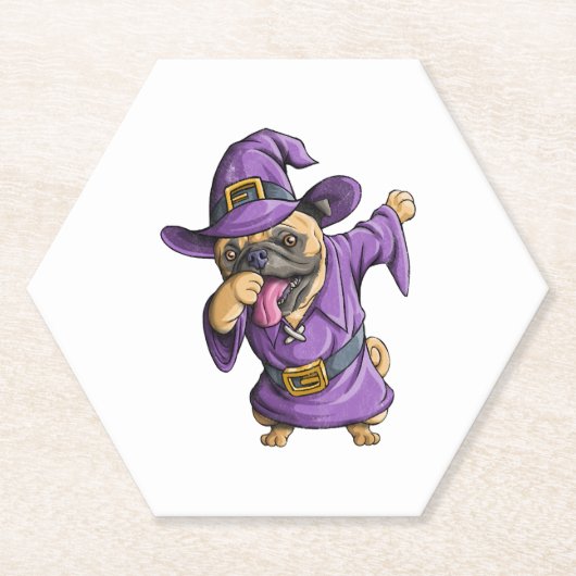 Dabbing Hexe Mops Niedlich Halloween Möpsen Funny Untersetzer (Vorderseite)