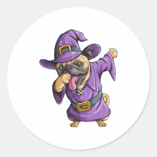 Dabbing Hexen-Mops Süß Halloween Möpse Lustig Dab Runder Aufkleber